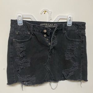 American Eagle distressed denim mini skirt. Black. Size 10